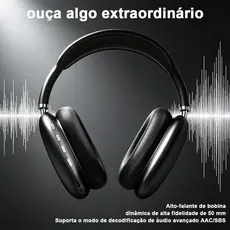 Fone de ouvido Bluetooth Sem Fio Headphone Bluetooth Recarregável P9 Top Casual Esportivo-Air resistente e confortavel