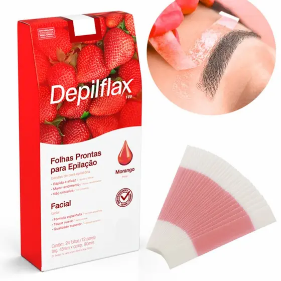 Kit 200 Tiras de Cera para Design de Sobrancelhas Buço - Profissional Depilflax (Duplas)