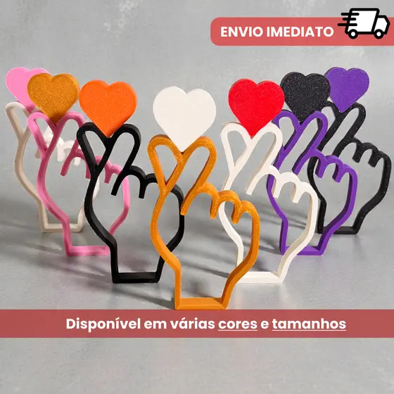 Decoração “Coração Coreano” de Dorama Estilo K-POP Várias Cores Finger Heart