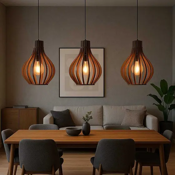 Kit 3 Luminária Arandela Gota Decorativa em MDF para Pendente ou Parede – Corte a Laser
