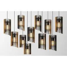 Kit 10 Lúmiária Arandela Ripada Cilíndrica - Pendente Decoração Lustre Moderno