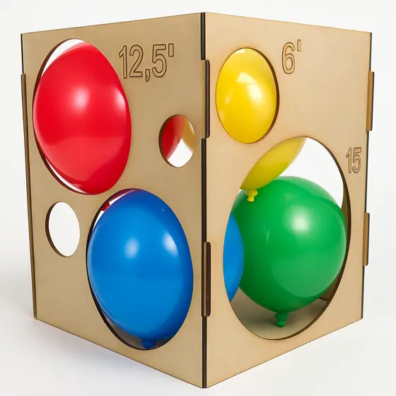 Medidor de Balões em MDF – 7 Tamanhos (6 a 16,5 cm) | Decoração Festas e Buquês