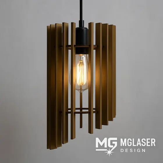 Luminária Arandela Ripada Cilíndrica Pendente em MDF – Design Moderno