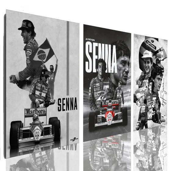 Quadro Decorativo Mosaico Ayrton Senna Mosaico Preto e Branco