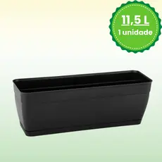 Vaso Floreira Jardineira Plástica Retangular 11,5 Litros Grande com Prato Horta e Jardim