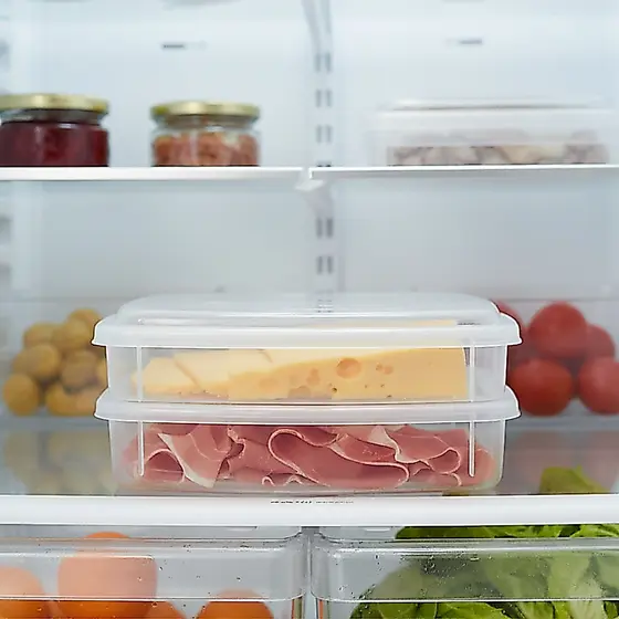 Porta Frios Hermético Duplo 2 Andares 1000 mL Empilhável Plástico Transparente  Geladeira