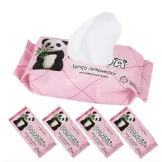 KIT Lenço Removedor de Maquiagem Panda Vivai Demaquilante Portátil Não Irrita Ideal para Bolsa