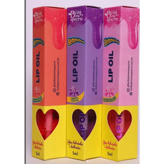 Gloss Lip Oil Bemmeloo Bella Bem Me Quero 5ml – Frutas com Glitter Brilhante Hidratação  Lip Oil
