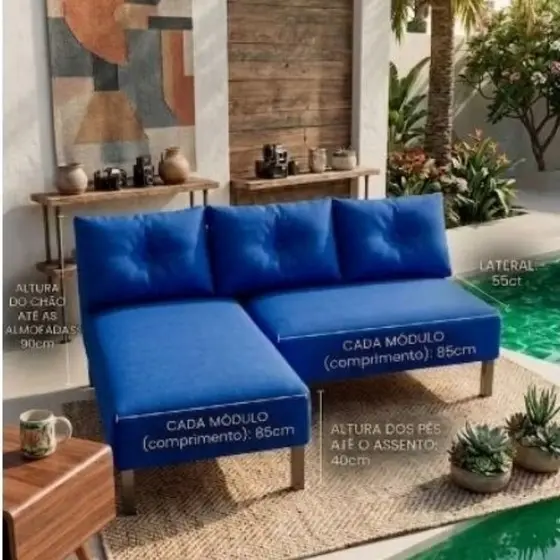 Sofá cama de 2 lugar moderno com 3Almofadas 2 módulos de Velundo com Encaixe móveis de decoração casa escritório