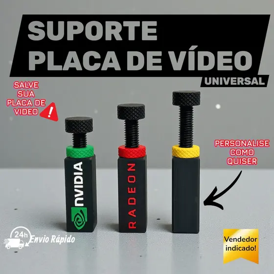Suporte Placa de Vídeo Ajustável GAMER Vertical GPU HD PC NVIDEA AMD acessórios PC