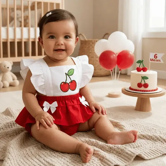 Romper Bebê Menina infantil Cerejinha cereja 0 a 3 meses