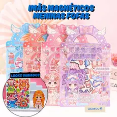 Menina Princesa Magnética de Vestir Anime Kawaii Cenário Troca de Roupa Brinquedo Criativo Atividades Infantil Geladeira