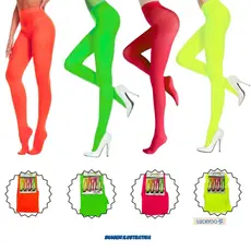 Meia Calça Neon Adulto Cores Vibrantes Acessório Fantasia Colorida Anos 80 Cosplay Carnaval Halloween Festa Temática