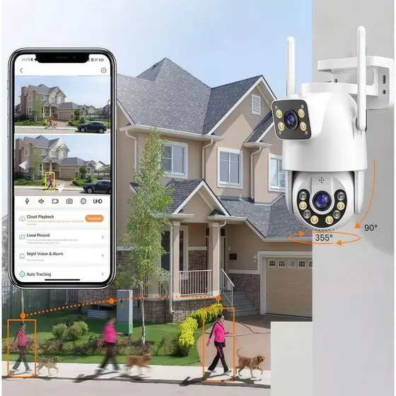 Câmera De Segurança a Prova de água Lente Dupla APP YOOSEE IP66 Camera IP WiFi 360 JEHNNY