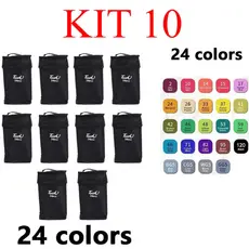 kit 10  24 Cores Caneta Marcadora De Cabeça Dupla Oleosa Montagem Artística Para Estudantes Material Escolar jehnny