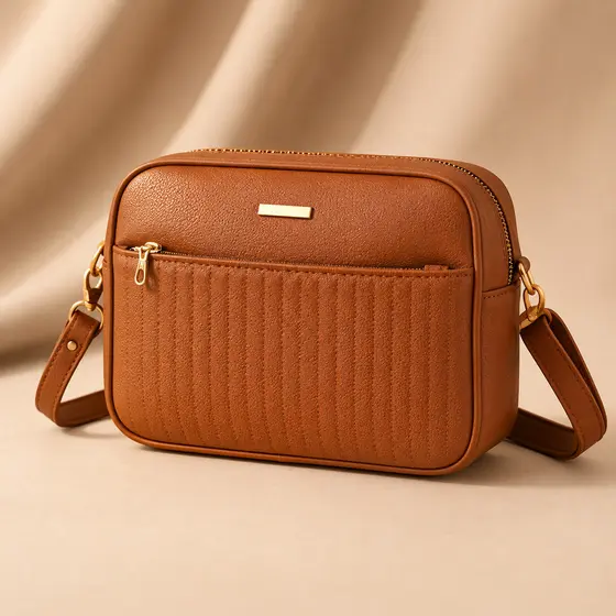Bolsa Feminina Transversal Premium Elegante Compacta com Alça Ajustável e Acabamento Dourado