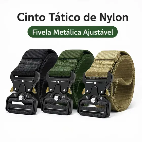 Cinto Masculino Tático de Nylon com Fivela Militar Ajustável e Resistente