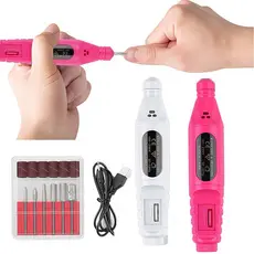 Kit Lixadeira Elétrica de Unhas Manicure e Pedicure com Brocas Polidor 110V-220V