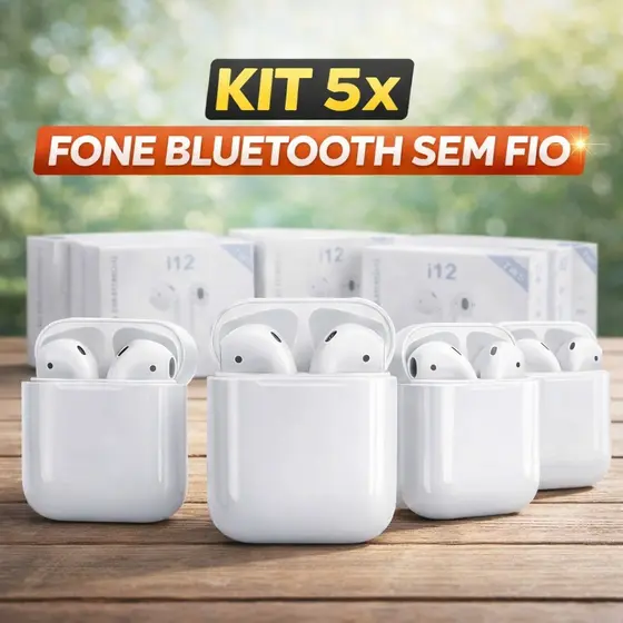 Conjunto de 5 fones de ouvido sem fio Bluetooth TWS, som estéreo, fáceis de usar