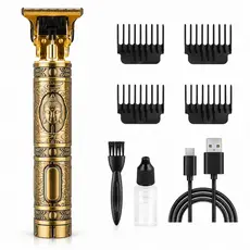 Máquina De Cortar Cabelo Barba Elétrica Profissional Recarregável USB Sem Fio Com 4 Pentes Modelo Aleatório