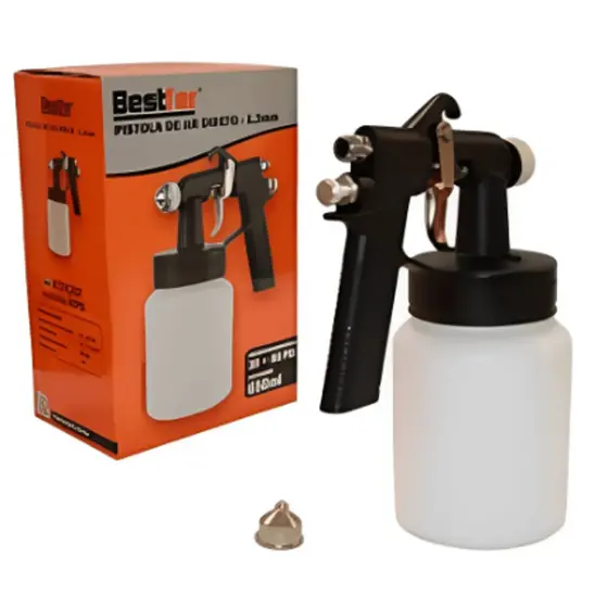 Pistola De Pintura Bestfer Ar Direto Original 650ml Bico 1,3mm Baixa Pressão Profissional