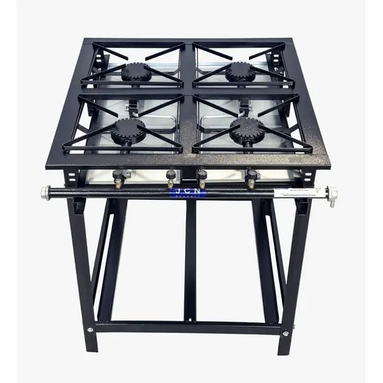 Fogão 4 Bocas industrial Grelha Aço de Carbono 30x30 Alta Pressão P5 - Jcn Gourmet
