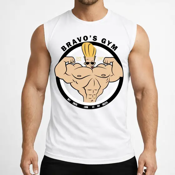 Camiseta Masculina Johnny Bravo Regata Machão Camisa Regata Gym Academia Croos Croosfit