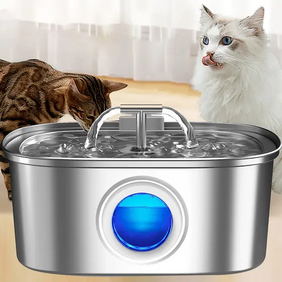 Newpet 3.2L Bebedouro De Água Para Gatos Fonte 5V Em Aço Inoxidável Dispensador De Estimação Janela Transparente Design