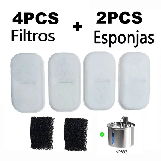 Newpet Kit 6 Filtros Refil Para Fonte de Água Para Gatos e Cães para NP892