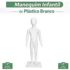 Manequim Infantil Corpo Inteiro 4 a 6 Anos Base Inclusa Branco Semi Brilho Linha Premium