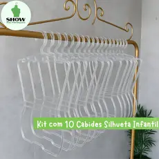 Kit 10 Cabides Infantis Silhueta Transparente – Ideal para Lojas e Closets
