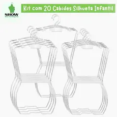 Kit 20 Cabides Silhueta Infantil Clean Transparente – Ideal para Moda Praia e Roupas Leves