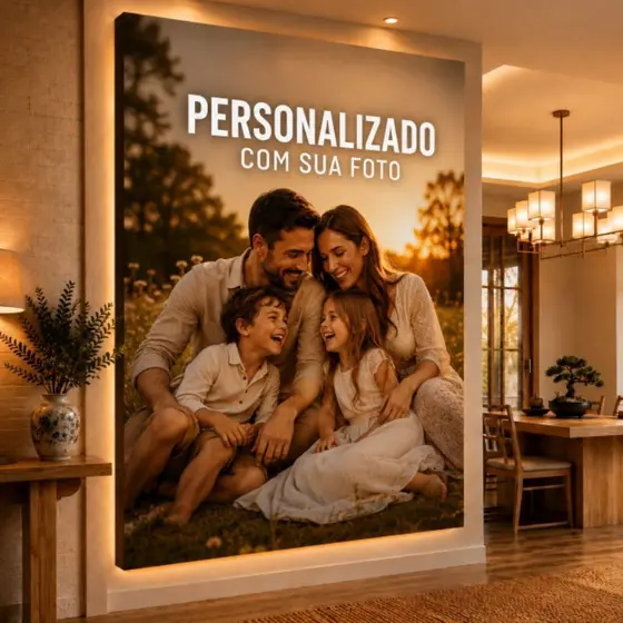 Quadro Moldura Painel Personalizado 110x80 com Sua Foto em MDF Decorativo para Sala Presente Casal