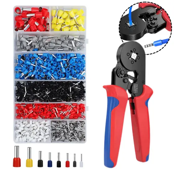 Alicate de Crimpagem Profissional Terminais Tubulares 0.25 a 10mm² ou 1200 Terminais Isolados