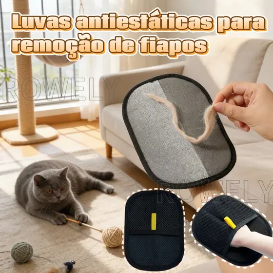 Luva Removedora de Pelos e Fiapos Atração Eletrostática Mágica para Roupas, Sofás e Pets