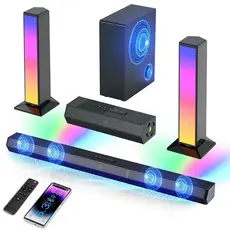 Caixa de Som Sound Bar Home Theater Bluetooth Para Tv Cinema 340w Cor Preto bar Soundbar De Subwoofer Blutooth5.3