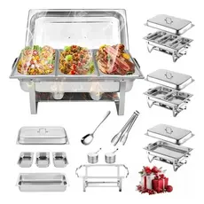 Rechaud Inox Profissional 12L com 3 Cubas 1/3 Aço Inoxidável Reforçado – Buffet Restaurante Hotel Catering Evento
