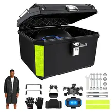 Baú Bauleto Para Moto 45 Litros Universal Com Forro E Base Kit FixaçãO Completo Trava Anti Furto 45l ReforçAdo Abs Bagag