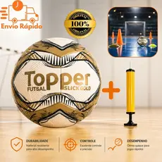 Bola de Futsal Topper Original E Bomba Slick Gold Original Resistente Futebol de Salão Oficial