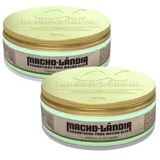 Kit 2 Pomadas Modeladoras Fibrosa Macho Lândia Efeito Matte Alta Fixação para Cabelo