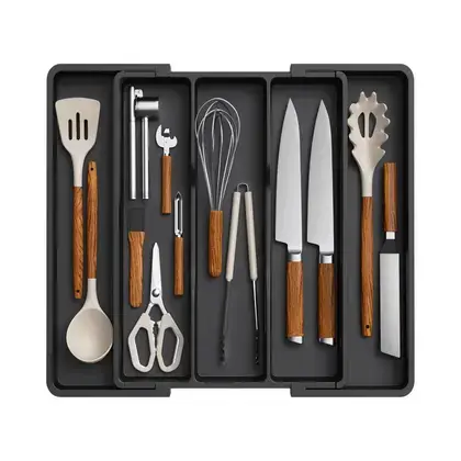 Organizador De Gaveta Extensível Premium P/ Utensílios Grandes E Talheres