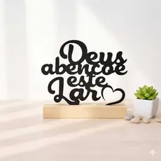 Enfeite Decoração Religiosa Deus Abençoe este Lar Para Mesa Sala Escritorio