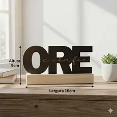 Enfeite Decoração Religiosa ORE E CONFIE Para Mesa Sala Escritorio