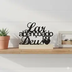 Enfeite Decoração Religiosa Lar abençoado por Deus Para Mesa Sala Escritorio