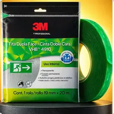 Fita Dupla Face 3M VHB 4910 Transparente 19mm x 20m Original Fixação Extra Forte Profissional