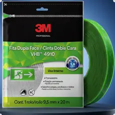 Fita Dupla Face 3M VHB 4910 Transparente 9,5mm x 20m Original Fixação Extra Forte Profissional