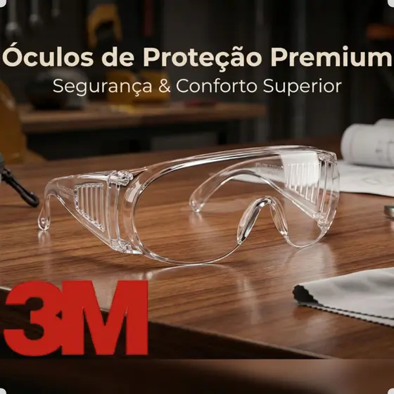 Óculos de Segurança 3M Vision 2000 Sobrepor Grau CA 18080 Antirrisco Proteção UVA UVB Ampla Visão