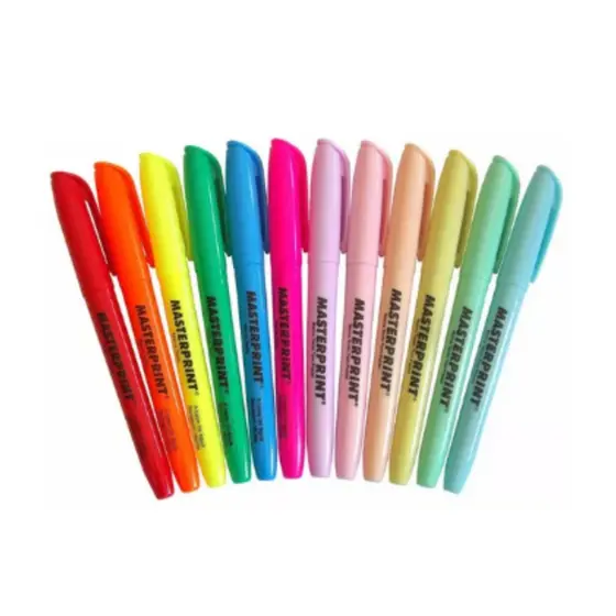 Kit 12 Marca Texto - 6 Neon e 6 Pastel - Masterprint