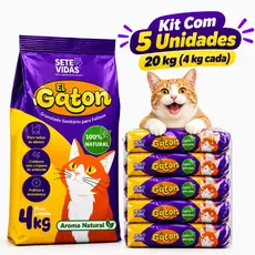 Kit 5 Areia Sanitária Higiênica El Gaton Premium Para Gatos Anti Odor 20 kg Total - Envio Imediato -