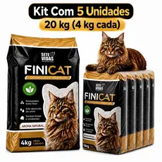 Kit 5 Areia Sanitária Higiênica FiniCat Premium Para Gatos Anti Odor Grãos Extra finos 20 kg Total - Envio Imediato -